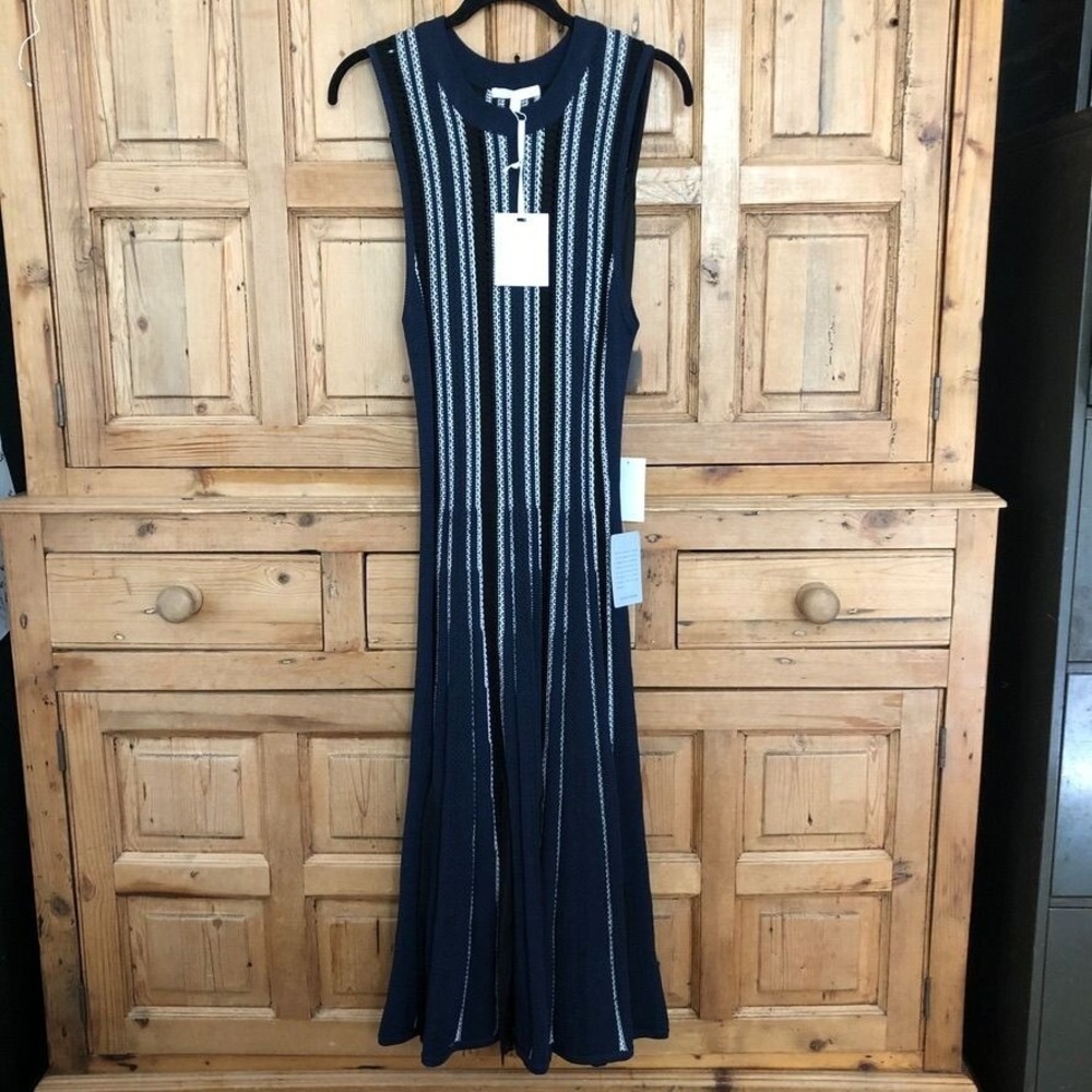 Harlyn Black Double Layer Sleeveless Crochet Knit Midi Dress Womens Size 2XL NWT